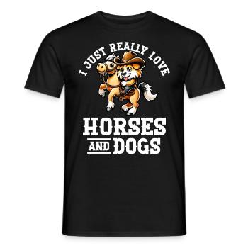 J’adore les chevaux et les chiens - T-shirt homme - noir - Devant - AI Model Male 178 light (178cm)