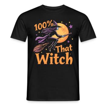 Costume de sorcière d’Halloween Balai de sorcière - T-shirt homme - noir - Devant - AI Model Male 178 light (178cm)