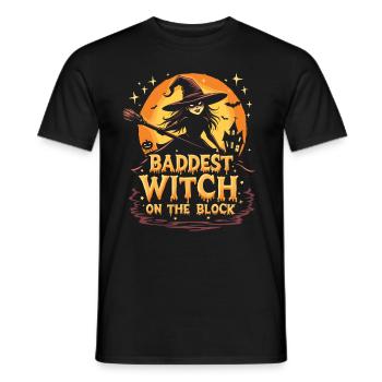 Costume de sorcière d’Halloween Balai de sorcière - T-shirt homme - noir - Devant - AI Model Male 178 light (178cm)