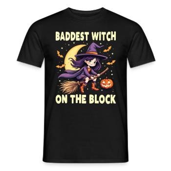 Costume de sorcière d’Halloween Balai de sorcière - T-shirt homme - noir - Devant - AI Model Male 178 light (178cm)
