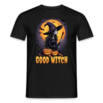 Costume de sorcière d’Halloween Balai de sorcière - T-shirt homme - noir - Devant - AI Model Male 178 light (178cm)