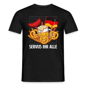Servus you all welcome Bavaria German beer - Men's T-Shirt - black - Front - AI Model Male 178 light (178cm)