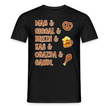 Maß Giggal Brezn Kas Obazda Gaudi bayrische Worte - Männer T-Shirt - Schwarz - Vorne - AI Model Male 178 light (178cm)