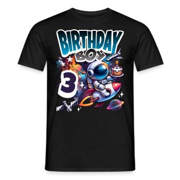Astronaute 3ème Anniversaire Espace - T-shirt homme - noir - Devant - AI Model Male 178 light (178cm)