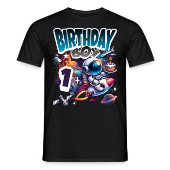 Astronaute 1er anniversaire Espace - T-shirt homme - noir - Devant - AI Model Male 178 light (178cm)