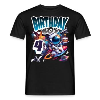 Astronaute 4e anniversaire Espace - T-shirt homme - noir - Devant - AI Model Male 178 light (178cm)