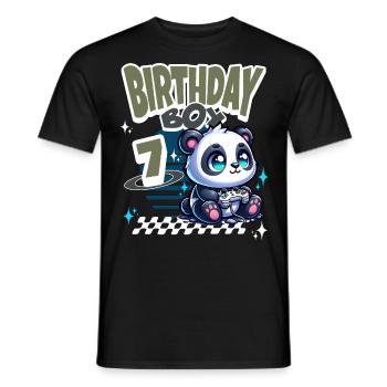7th Birthday Children's Birthday Gaming Panda - Men's T-Shirt - black - Front - AI Model Male 178 light (178cm)