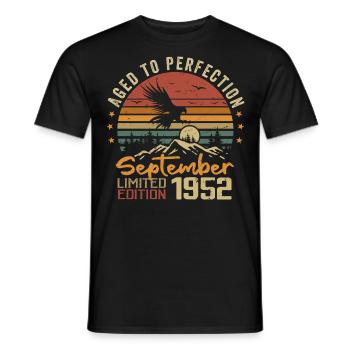 September 1952 Birthdays born in September 1952 - Men's T-Shirt - black - Front - AI Model Male 178 light (178cm)