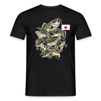 Funny Zander Fish Zander - Men's T-Shirt - black - Front - AI Model Male 178 light (178cm)