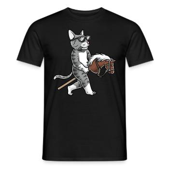 Lustiges Hobby Horsing Katze - Männer T-Shirt - Schwarz - Vorne - AI Model Male 178 light (178cm)