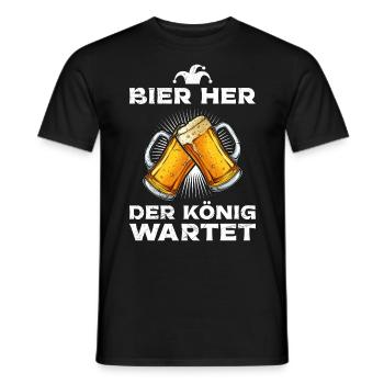 The king is waiting for his beer - Men's T-Shirt - black - Front - AI Model Male 178 light (178cm)