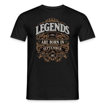 1993 Septembre Naissance Anniversaire Année de naissance - T-shirt homme - noir - Devant - AI Model Male 178 light (178cm)