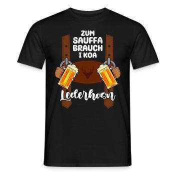 Zum Sauffa da i koa Lederhosen - Men's T-Shirt - black - Front - AI Model Male 178 light (178cm)