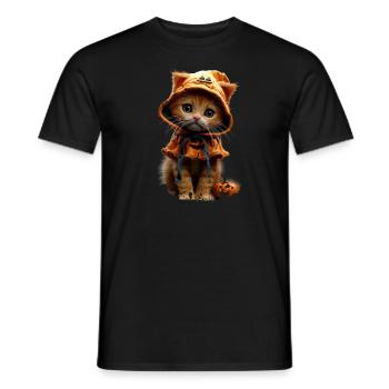 Cute Pumpkin Kitten - Halloween Costume Idea - Men's T-Shirt - black - Front - AI Model Male 178 light (178cm)