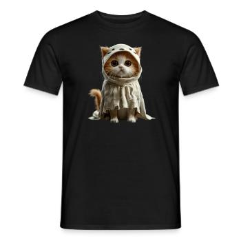 Cute Ghost Kitten - Halloween Disguise - Men's T-Shirt - black - Front - AI Model Male 178 light (178cm)