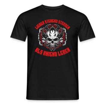 Skull Viking Design Lieber stehend sterben 2024 - Männer T-Shirt - Schwarz - Vorne - AI Model Male 178 light (178cm)