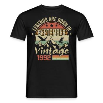 Septembre 1992 Cadeau Anniversaire September 1992 - T-shirt homme - noir - Devant - AI Model Male 178 light (178cm)