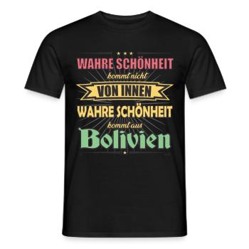 La vraie beauté vient de la Bolivie Design - T-shirt homme - noir - Devant - AI Model Male 178 light (178cm)