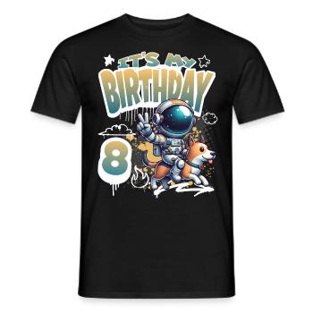 Astronaute 8e anniversaire Chien de l'espace drôle - T-shirt homme - noir - Devant - AI Model Male 178 light (178cm)