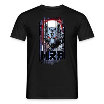 Silberner Wolf Cyborg Geometrisch - Männer T-Shirt - Schwarz - Vorne - AI Model Male 178 light (178cm)