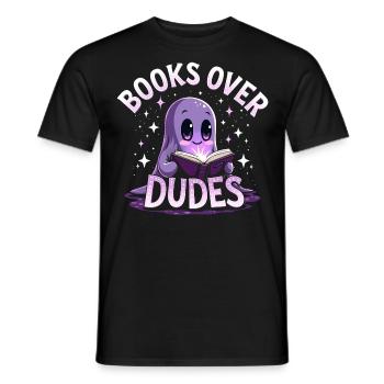 Ghost Woman Loves Reading Halloween - Men's T-Shirt - black - Front - AI Model Male 178 light (178cm)