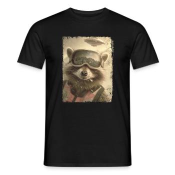 OVNI rétro vintage étrange Alien neige raton laveur - T-shirt homme - noir - Devant - AI Model Male 178 light (178cm)