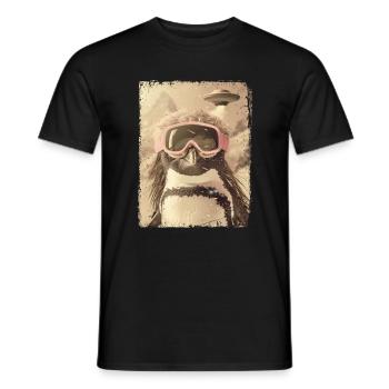 UFO Retro Vintage Uncanny Alien Ski Penguin - Männer T-Shirt - Schwarz - Vorne - AI Model Male 178 light (178cm)