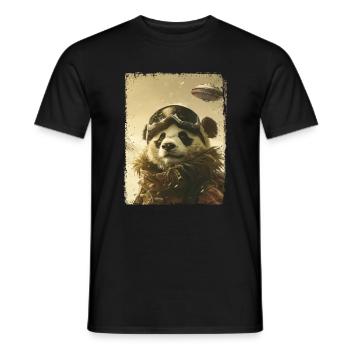 OVNI rétro vintage étrange alien panda d’hiver - T-shirt homme - noir - Devant - AI Model Male 178 light (178cm)
