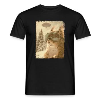 UFO Retro Vintage Uncanny Alien Ski Squirrel - Men's T-Shirt - black - Front - AI Model Male 178 light (178cm)