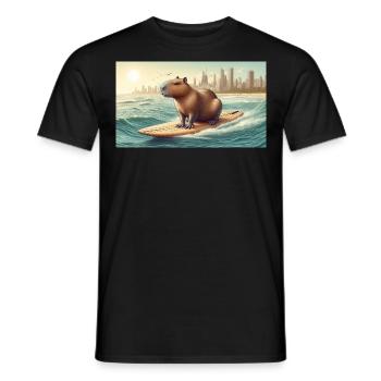 Surfendes Wasserschwein - Männer T-Shirt - Schwarz - Vorne - AI Model Male 178 light (178cm)