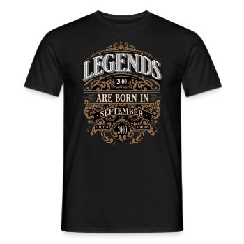 2000 Septembre Anniversaire de naissance Année de naissance - T-shirt homme - noir - Devant - AI Model Male 178 light (178cm)