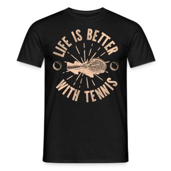 Drôle de joueur de tennis raquette la vie est - T-shirt homme - noir - Devant - AI Model Male 178 light (178cm)