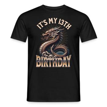 Dragon 13th Birthday Dragon - Men's T-Shirt - black - Front - AI Model Male 178 light (178cm)