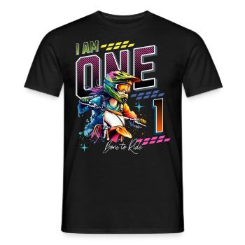 Filles de motocross 1er anniversaire - T-shirt homme - noir - Devant - AI Model Male 178 light (178cm)