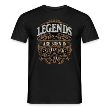 2010 Septembre Anniversaire de naissance Année de naissance - T-shirt homme - noir - Devant - AI Model Male 178 light (178cm)