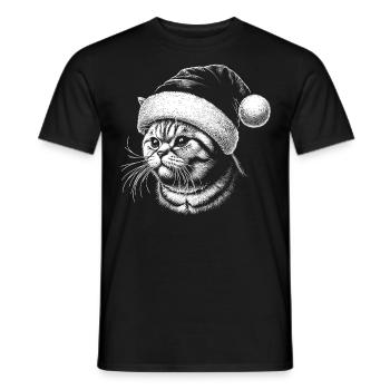 Drôle de chat avec chapeau de Noël - T-shirt homme - noir - Devant - AI Model Male 178 light (178cm)