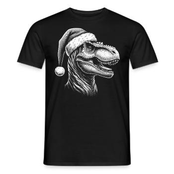 Dinosaure T-Rex avec chapeau de Noël - T-shirt homme - noir - Devant - AI Model Male 178 light (178cm)