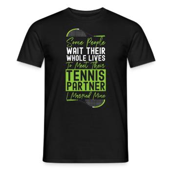 Funny Tennis Player Racket Husband - Men's T-Shirt - black - Front - AI Model Male 178 light (178cm)
