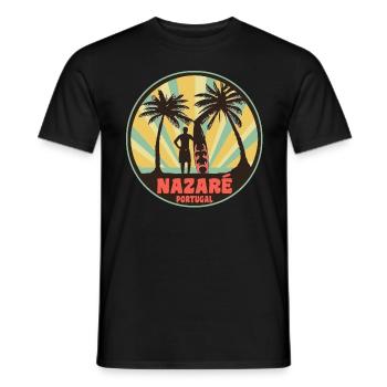 Nazare Portugal Surfer retro - Männer T-Shirt - Schwarz - Vorne - AI Model Male 178 light (178cm)