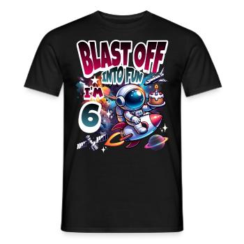 Astronaut 6. Geburtstag Weltall - Männer T-Shirt - Schwarz - Vorne - AI Model Male 178 light (178cm)