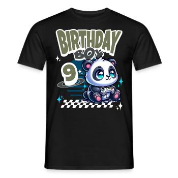 9th Birthday Children's Birthday Gaming Panda - Men's T-Shirt - black - Front - AI Model Male 178 light (178cm)