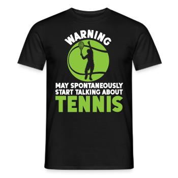 Avertissement de raquette de joueur de tennis drôle - T-shirt homme - noir - Devant - AI Model Male 178 light (178cm)