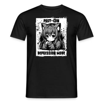 Anime Manga Girl // Post-Con Depression // AS004 - Men's T-Shirt - black - Front - AI Model Male 178 light (178cm)