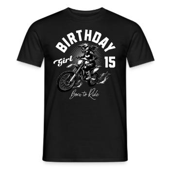 Motocross Birthday Girl 15th Birthday Women - Men's T-Shirt - black - Front - AI Model Male 178 light (178cm)