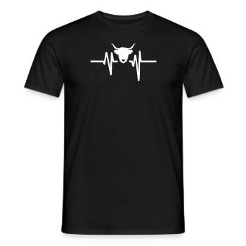 Scottish Highland Cattle Farm ECG Battement de cœur Vache - T-shirt homme - noir - Devant - AI Model Male 178 light (178cm)