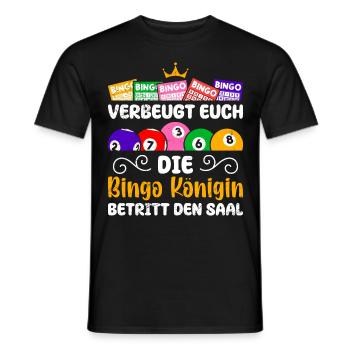 Bingo Lover BOW TO THE BINGO QUEEN - Men's T-Shirt - black - Front - AI Model Male 178 light (178cm)