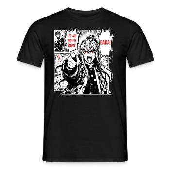 Anime Manga // Let me watch anime! BAKA! AS013 - Men's T-Shirt - black - Front - AI Model Male 178 light (178cm)