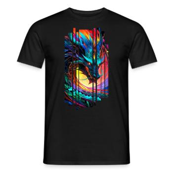 Bunter japanischer geometrischer Drache - Männer T-Shirt - Schwarz - Vorne - AI Model Male 178 light (178cm)
