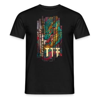 Geometrischer Drache Japan Kanji - Männer T-Shirt - Schwarz - Vorne - AI Model Male 178 light (178cm)