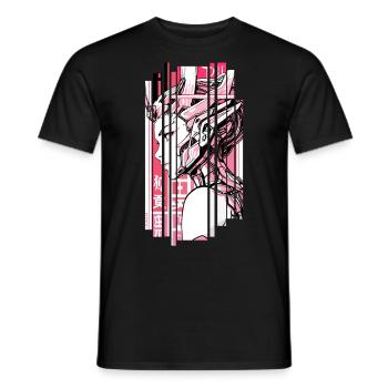 Woman cyberpunk pink Geometric japan - Men's T-Shirt - black - Front - AI Model Male 178 light (178cm)